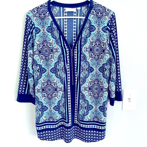 Belle by Kim Gravel Tops - Belle by Kim Gravel Boho Half-Zip Blouse, Size M